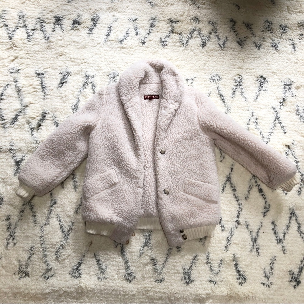 COPY - Vintage ivory fleece teddy shearling jacket coat S